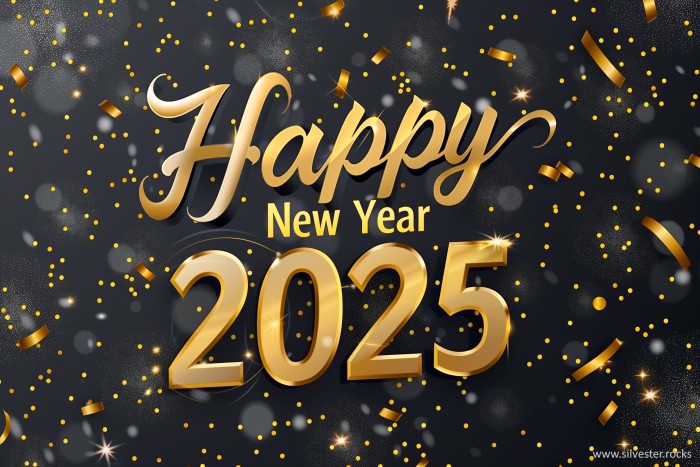 Happy New Year 2025 elegant in blau und gold