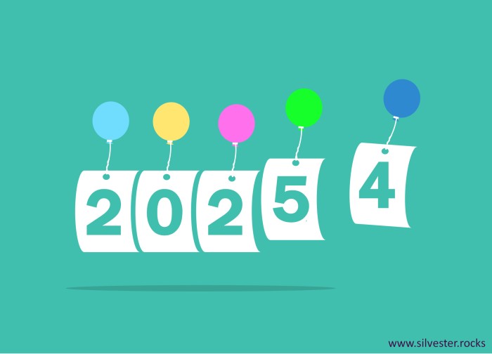 Ballons mit den Ziffern der Zahl 2025